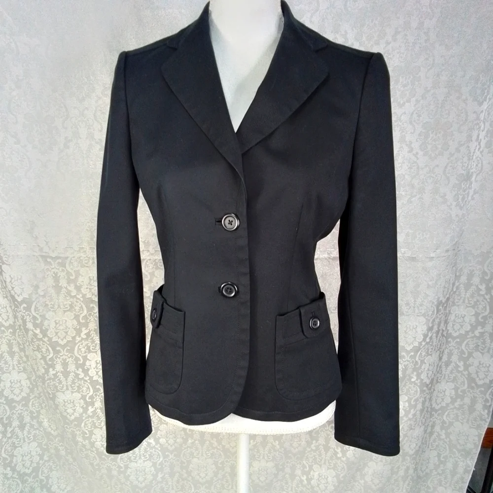 Banana Republic black 2 button closure stretch blazer size 4 - Picture 2 of 9